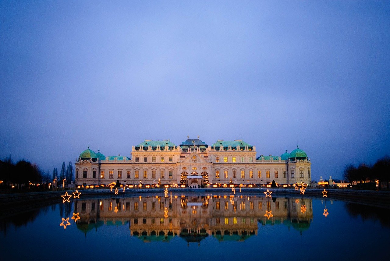 vienna, night, austria, belvedere, castle, reflection, vienna, vienna, vienna, vienna, vienna, austria