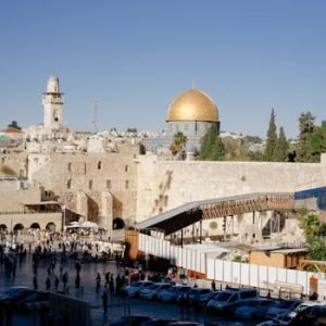 Majestic view of the Dome of the Rock and Western Wall in Jerusalem, Israel.